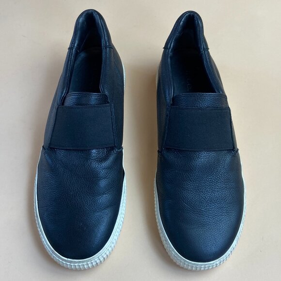 Vince Slip On Leather Sneakers Black - Size 9 - Picture 2 of 10